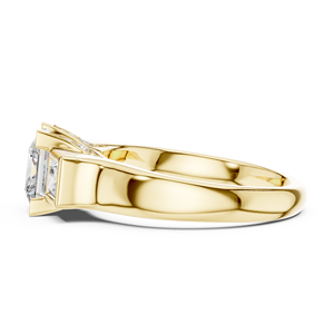 Bague solitaire à trois pierres en or 14K/18K avec diamant de laboratoire taille princesse 2,15 carats certifié IGI DEF VVS plaqué rhodium, style classique - Product Image 5