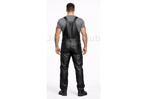 <b>Men</b> Faux Leather Work Coverall Water Resistant Black Overalls Uniform - Product Image 2