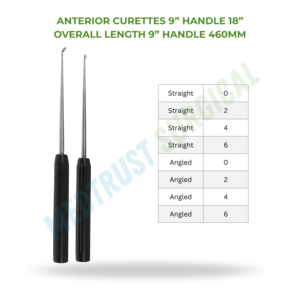 Curettes antérieures 18 pouces 460 mm, instrument de chirurgie neuro-spineuse pour l'élimination des disques et le curettage de la colonne vertébrale - Product Image 2