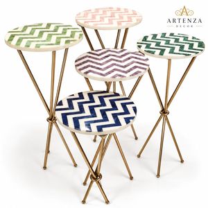 Mesa de Centro Moderna Artenza Decor, Hecha a Mano con Mosaico, Tendencia de Moda, con Tapa de Madera y Marco de Metal Negro para Decoración del Hogar - Product Image 2