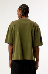 เสื้อยืดโอเวอร์ไซส์สีเขียวมะกอก แขนสั้น ผ้าฝ้ายเจอร์ซีย์ 100% คอเต่า ปักลายแบบดิสเทรส ทรงปกติ ลายการ์ตูนด้านหน้า - Product Image 6