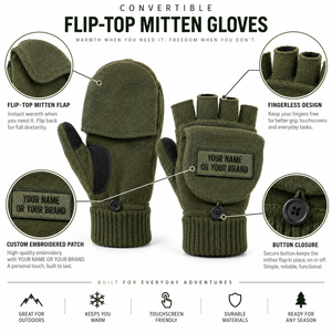 Guantes sin Dedos de Punto Verde Oliva con Cierre de Botón, Largos hasta la Muñeca, Cálidos para Uso Diario, Estilo Invernal, Lisos, de Acrílico y Algodón - Product Image 6