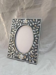 Premium Mosaic Mother Of Pearl Picture <b>Frame</b> <b>Black</b> & White Hand Inlaid Photo Display Elegant Wedding Gift & Vintage Living Room - Product Image 5