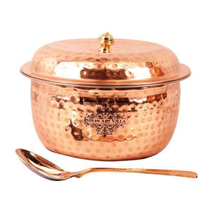 Boîte isotherme haut de gamme en acier inoxydable cuivré martelé avec couvercle pour servir des repas chauds et des plats mijotés - Product Image 5