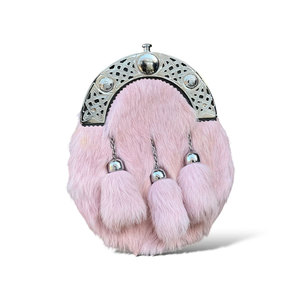 Men's Scottish Baby Pink Fur Sporran 3 Tassels Kilt Sporran With <b>Chain</b> <b>Belt</b> Custom OEM ODM - Product Image 2