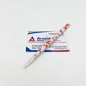Pince à épiler professionnelle en fibre diamantée pour extensions de cils, double ton, isolée, revêtement papier, en acier inoxydable massif, vente en gros - Product Image 3