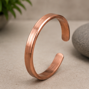 Authentic Pure Metal Open Cuff Flat Profile Copper Bangle Minimalist Copper Jewelry by Metalsmith Handmade Technique - Product Image 3