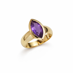 Bague classique en améthyste naturelle sertie de laiton, faite à la main, avec pierre précieuse marquise, pour femme, vente en gros - Product Image 1