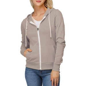 Sudadera con capucha y cremallera bidireccional de fábrica de ropa personalizada, interior cepillado suave, sudadera con capucha completa para mujer, algodón y poliéster, venta al por mayor - Product Image 6