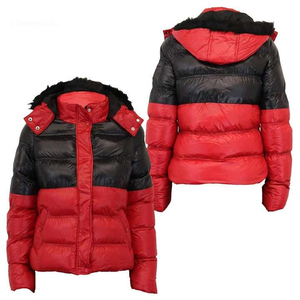 Veste matelassée en duvet de haute qualité avec blocs de couleur, capuche en fourrure, col montant, fermeture éclair, manteau d'hiver chaud, style décontracté unisexe - Product Image 2