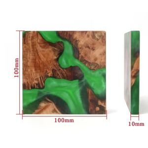 Handmade Wood Epoxy Resin <b>Coaster</b> Set Round 100mm Green Inlay Non Slip Modern Design From REHMAN CRAFT - Product Image 4