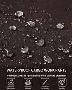 Pantalon cargo de travail marron pour homme avec plusieurs poches, taille élastique, tissu en toile respirant, coupe droite, style printemps - Product Image 6