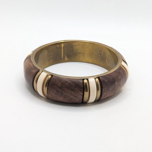 Pulsera de Madera Vintage con Diseño Elegante, Chapado en Oro Antiguo e Incrustaciones de Marfil, Diseño Geométrico Redondo, Joyería Unisex - Product Image 1