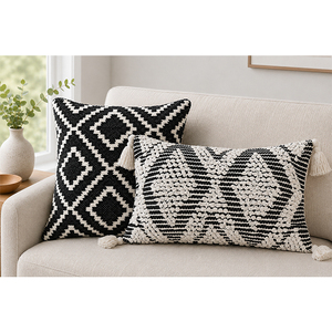 100% Cotton Woven Decorative Cushion Cover Handmade Textured Rope Embroidery Throw Pillow Cover for <b>Sofa</b>, <b>Bed</b> & Home Decor - Product Image 2