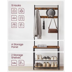 Meuble d'entrée avec banc de rangement pour chaussures, structure en acier, organisateur d'entrée 12,6 x 27,6 x 68,9 pouces - Product Image 5