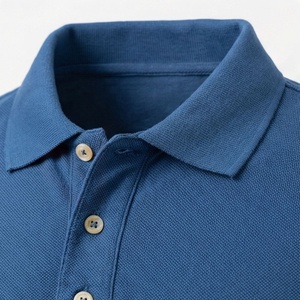Polo en coton bleu pour homme avec imprimé géométrique, manches courtes, décontracté, respirant, tissu Oxford, logo sur le devant - Product Image 4