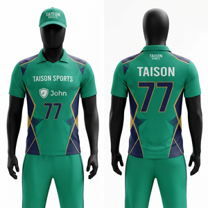 160 GSM Premium Polyester <b>Cricket</b> Jersey Peach <b>White</b> Grey Panel Custom Sublimation Team Wear - Product Image 3