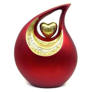 Magnifiques urnes funéraires pour adultes en forme de goutte d'eau avec cœur gravé en rouge, pour cendres funéraires, 200 pouces cubes, écologiques et durables - Product Image 1