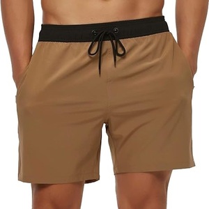LOW MOQ Wholesale <b>Mens</b> Swimming Shorts Quick Dry Swim Short <b>Trunks</b> Custom Summer Beach Solid Color Swimwear Shorts Breathable - Product Image 2