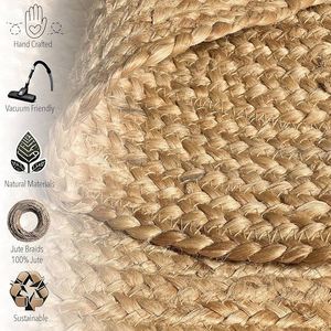 Pequeñas alfombras modernas beige rectangulares hechas de yute y material de algodón alfombras personalizadas trenzadas a mano para sala de estar - Product Image 5