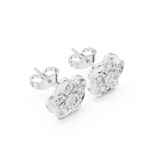 Luxury Vintage <b>Silver</b> IGI Certified Floral Diamond <b>Stud</b> Earrings for Women-Wedding Engagement Gift Fine Jewelry - Product Image 2