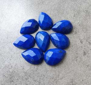 Pierre précieuse naturelle en lapis-lazuli, forme goutte d'eau, taille à carreaux, calibrée, pour bijoux - Product Image 5