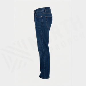 Jean en denim coupe droite délavé foncé pour homme, taille mi-haute, coupe classique, en coton, style décontracté, pantalon d'automne - Product Image 3