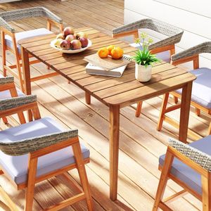 Tavolo da Pranzo Pieghevole da Esterno in Legno di Acacia per 4-6 Persone, per Giardino, Villa, Balcone - Product Image 6