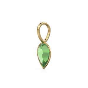 Pendentif Breloque en Or Jaune Massif 14 carats avec Peridote / Pierre de Naissance d'Août Prasiolite / Pierre Précieuse Verte 7mm / Forme Poire - Product Image 4
