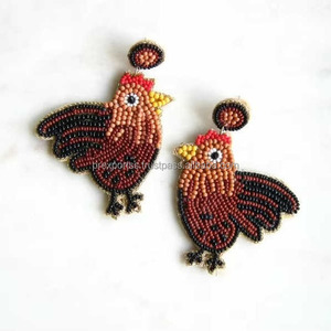 Pendientes colgantes de cuentas de semillas adornadas, bordado hecho a mano, perla, lentejuelas, diamantes de imitación, joyería, accesorios llamativos coloridos, únicos - Product Image 4