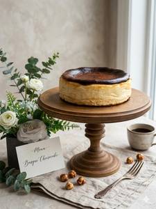 Premium Acacia Wood Cake Pedestal with Carving Style Rustic Bakery Display Tray Wedding Party Centerpiece handwork - Product Image 4