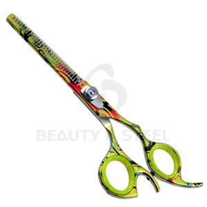 Ciseaux professionnels pour la texture des cheveux, motif rouge, blanc et bleu, avec 27 dents de précision pour une texturisation avancée - Product Image 5