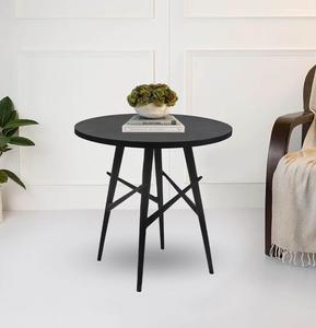 Minimalist <b>Round</b> Wood <b>Side</b> <b>Table</b> <b>Black</b> Indoor Living Room Furniture Durable Design - Product Image 2