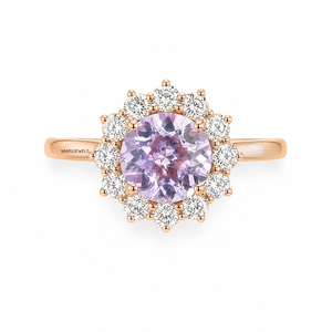 Luxury <b>Lavender</b> Amethyst Gemstone Floral Ring Diamond Accents 10K 14K 18K Gold 925 935 Silver for Wedding Engagement <b>Gift</b> Party - Product Image 4