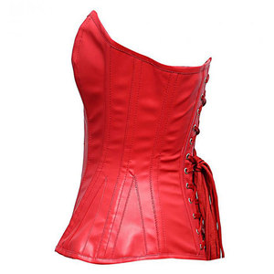 Corsé Rojo de Piel Sintética sin Tirantes para Mujer, con Cierre de Botones, Chaleco Sexy para Discoteca - Product Image 3