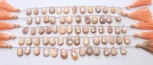 Piedras Preciosas de Piedra Lunar Melocotón Natural Recubiertas, Facetadas, en Forma de Pera, Briolette, 10x16 MM, Cuentas de Piedra Lunar Recubiertas en Forma de Pera de 8 Pulgadas para Joyería - Product Image 5