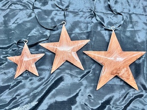 Ensemble de trois décorations suspendues en fer forgé, décoration rustique faite à la main pour la maison, pour Noël - Product Image 1