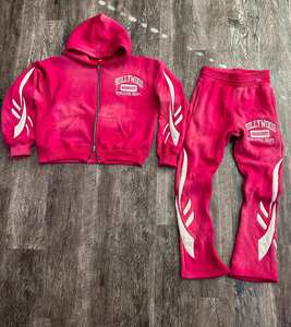 Conjuntos de chándal para hombre: Sudadera con capucha y pantalones acampanados con estampado personalizado y lavado ácido, conjunto de dos piezas. - Product Image 1