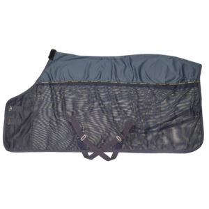 Couverture de refroidissement pour cheval gris avec panneau en maille respirante, légère, anti-transpiration, sangles croisées réglables pour le refroidissement en écurie - Product Image 3