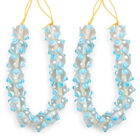 Perles en verre filé à la main de qualité supérieure, motif floral bleu, fil doré, 12 mm, artisanat décoratif pour la fabrication de bijoux