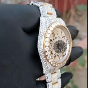 Splendide montre de luxe en diamant, 28 mm, mouvement à quartz ETA analogique, bracelet en argent, boîtier en cristal saphir, jour/date - Product Image 5