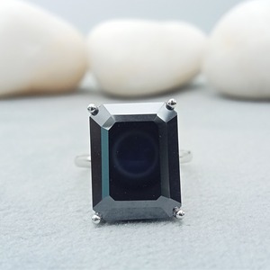 Asscher Cut Moissanite <b>Solitaire</b> Engagement <b>Ring</b> 925 Sterling <b>Silver</b> Rhodium Plated 2.0 CT Luxury Cocktail Wedding <b>Ring</b> - Product Image 2