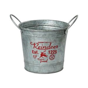Maceta Redonda de Metal Galvanizado Merry & Bright con Diseño de Copo de Nieve para Uso en Jardín - Product Image 2