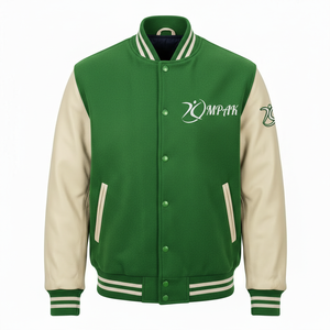 Sudadera estilo Letterman vintage con mangas de cuero y letras de chenilla, ropa al por mayor, estilo americano profesional - Product Image 1