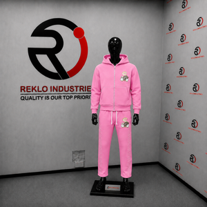 Conjunto Deportivo Rosa Personalizado para Mujer, Sudadera con Cremallera Completa y Pantalones Anchos con Logotipo Gráfico, Ropa Deportiva Casual de Calle, Venta al Por Mayor - Product Image 3