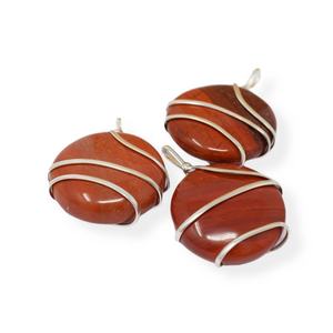 Fil de cristal en pierre naturelle pour femmes, jaspe rouge, fil rond, pendentif, collier, bijoux - Product Image 1