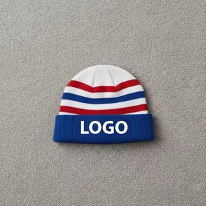 Bonnet d'hiver en tricot jacquard à carreaux camouflage avec logo brodé 3D, style rétro, broderie en relief, unisexe, vente en gros OEM - Product Image 1