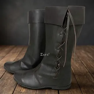 Bottes en cuir viking authentiques faites à la main pour hommes, confortables, durables, authentiques, chaussures d'histoire, chaussures de reconstitution historique - Product Image 2