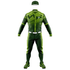 Green Dark Green Baseball Kit for Men Full Uniform Button Down Jersey Pants Belt Breathable Lightweight <b>Athletic</b> Team Tournament - Product Image 1