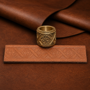 <b>Leather</b> Embossing Roller for Belts Wallets & Straps | Solid Brass Floral Geometric Pattern Wheel Professional Leathercraft <b>Tool</b> - Product Image 2